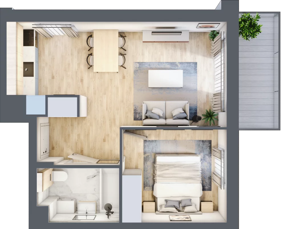 2 pokoje, mieszkanie 39,76 m², piętro 1, oferta nr A.2.3, Silva Straszyn, Straszyn, ul. Boczna/Starogardzka
