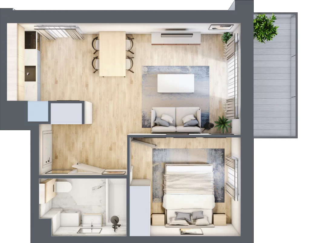2 pokoje, mieszkanie 39,76 m², piętro 2, oferta nr B.3.3, Silva Straszyn, Straszyn, ul. Boczna/Starogardzka