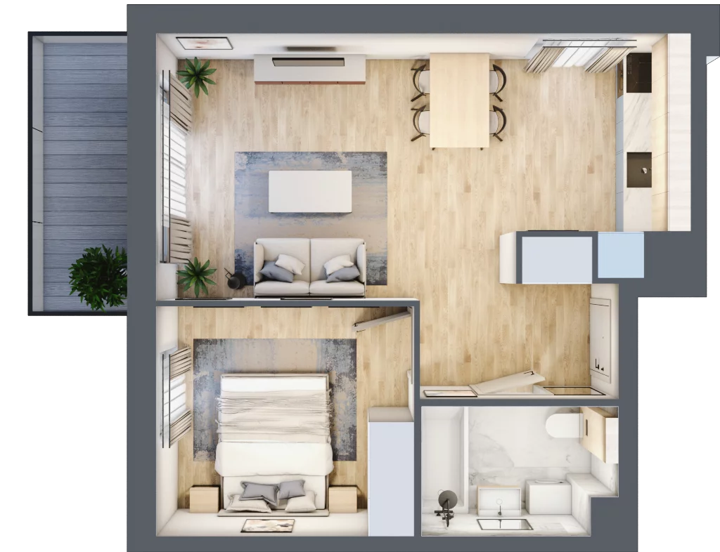 2 pokoje, mieszkanie 42,50 m², piętro 3, oferta nr B.4.2, Silva Straszyn, Straszyn, ul. Boczna/Starogardzka