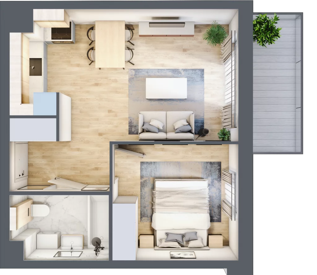 2 pokoje, mieszkanie 38,55 m², piętro 3, oferta nr B.4.4, Silva Straszyn, Straszyn, ul. Boczna/Starogardzka