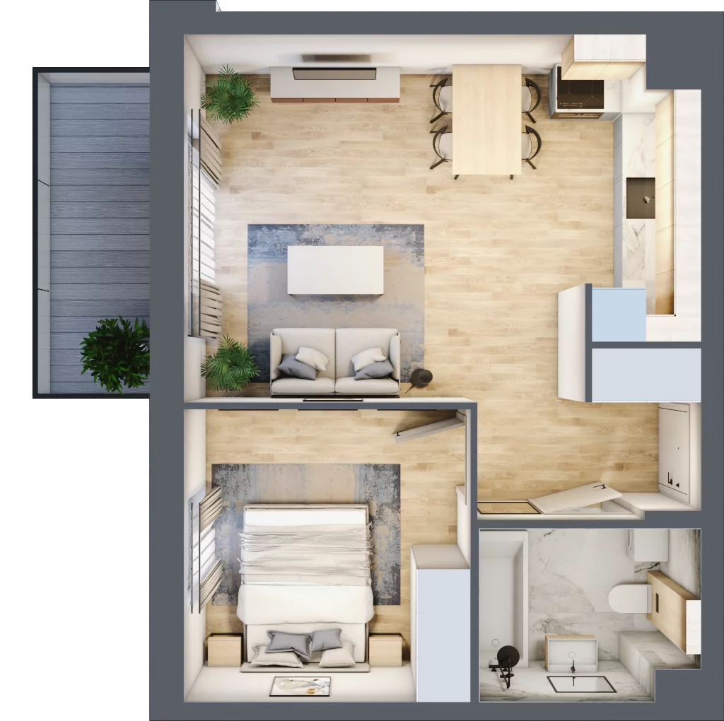 2 pokoje, mieszkanie 42,29 m², piętro 1, oferta nr B.2.10, Silva Straszyn, Straszyn, ul. Boczna/Starogardzka