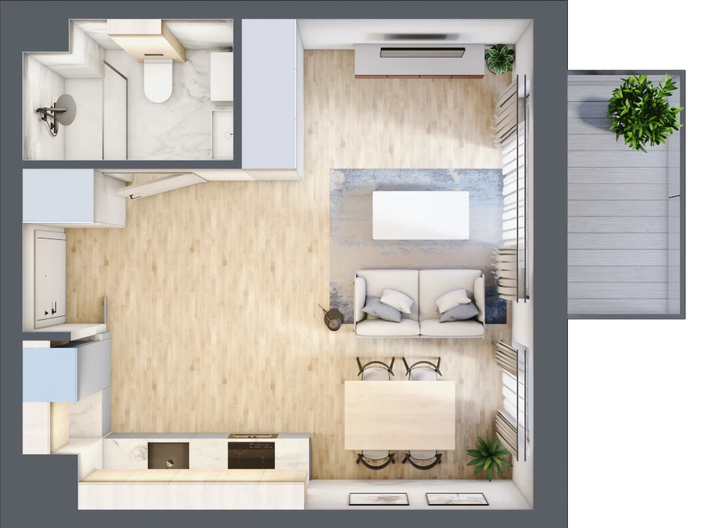 1 pokój, mieszkanie 30,24 m², piętro 3, oferta nr B.4.5, Silva Straszyn, Straszyn, ul. Boczna/Starogardzka