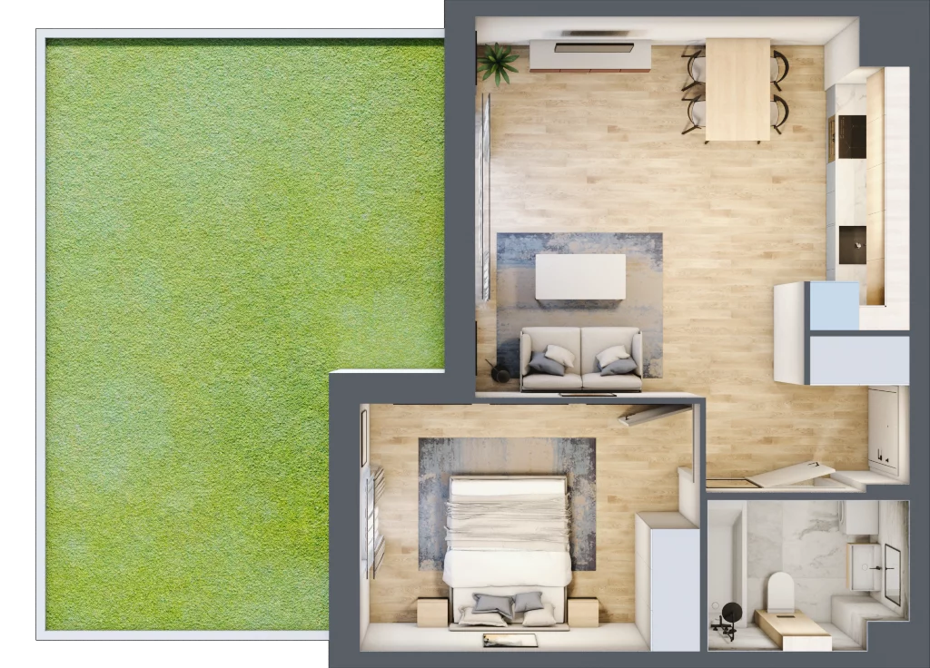 2 pokoje, mieszkanie 45,22 m², parter, oferta nr C.1.4, Silva Straszyn, Straszyn, ul. Boczna/Starogardzka