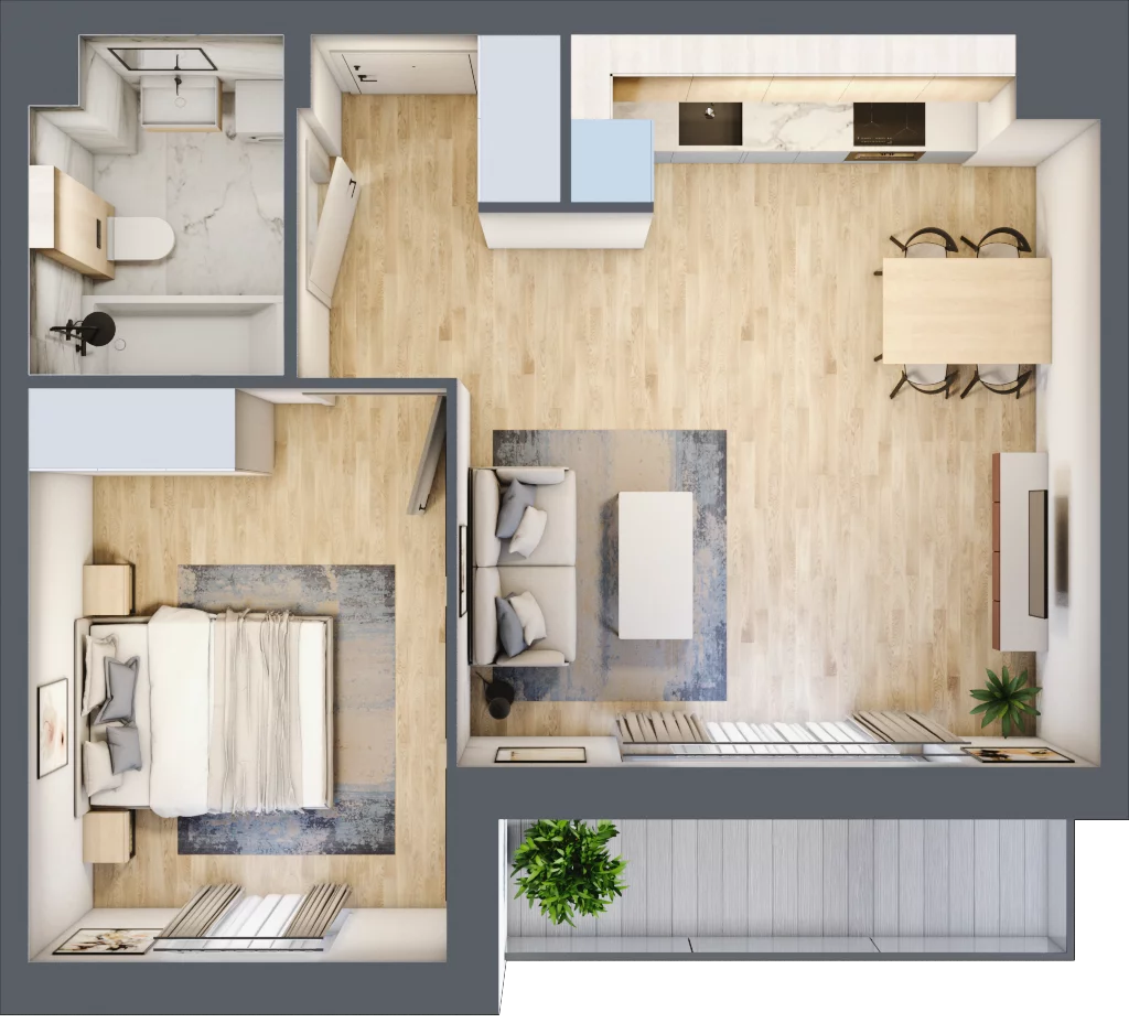 2 pokoje, mieszkanie 45,22 m², piętro 1, oferta nr C.2.5, Silva Straszyn, Straszyn, ul. Boczna/Starogardzka