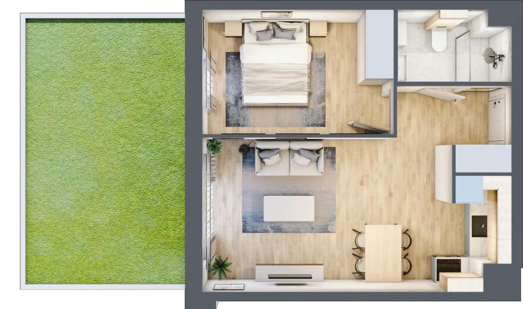 2 pokoje, mieszkanie 40,90 m², parter, oferta nr C.1.3, Silva Straszyn, Straszyn, ul. Boczna/Starogardzka