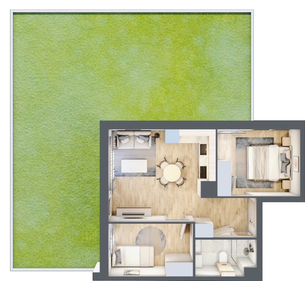 3 pokoje, mieszkanie 46,23 m², parter, oferta nr C.1.7, Silva Straszyn, Straszyn, ul. Boczna/Starogardzka