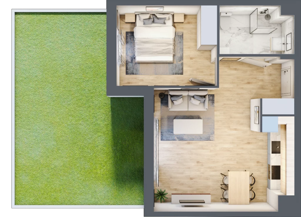 2 pokoje, mieszkanie 45,20 m², parter, oferta nr C.1.5, Silva Straszyn, Straszyn, ul. Boczna/Starogardzka