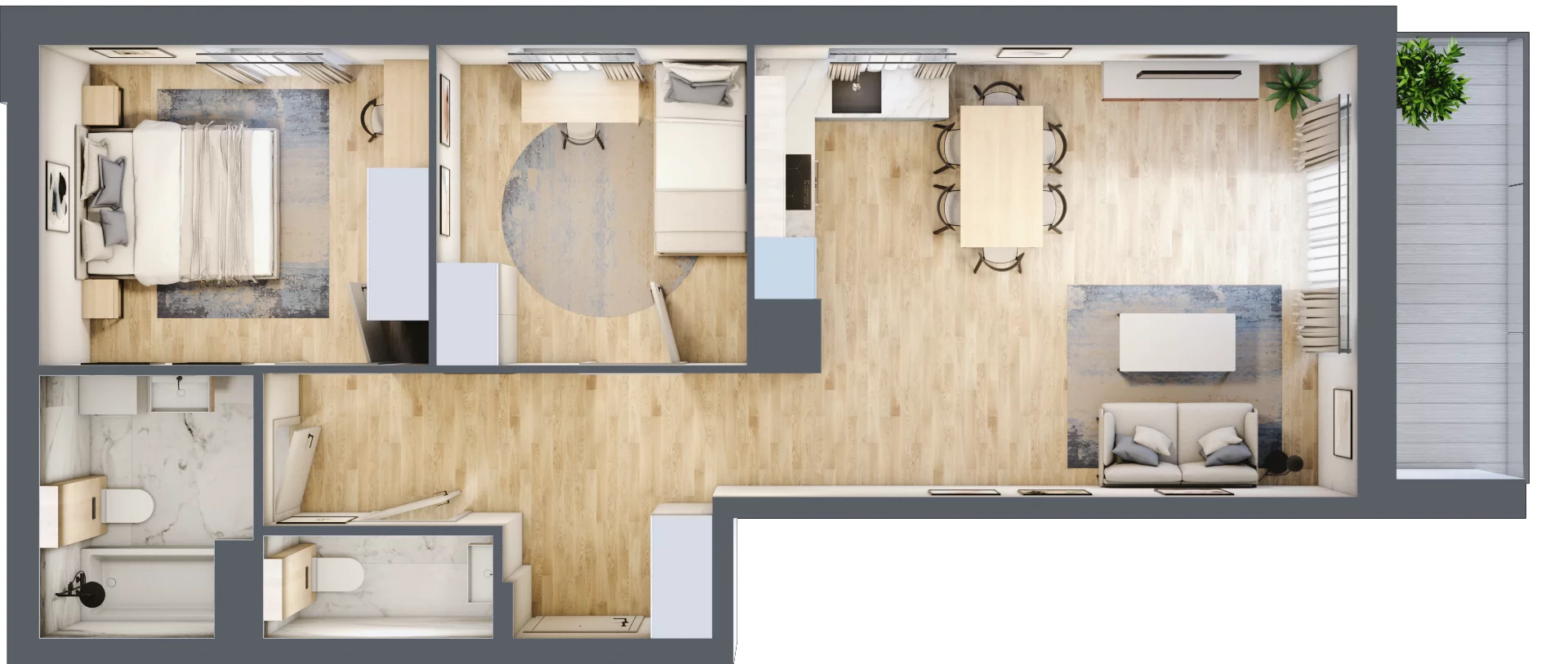 3 pokoje, mieszkanie 64,62 m², piętro 2, oferta nr C.3.1, Silva Straszyn, Straszyn, ul. Boczna/Starogardzka