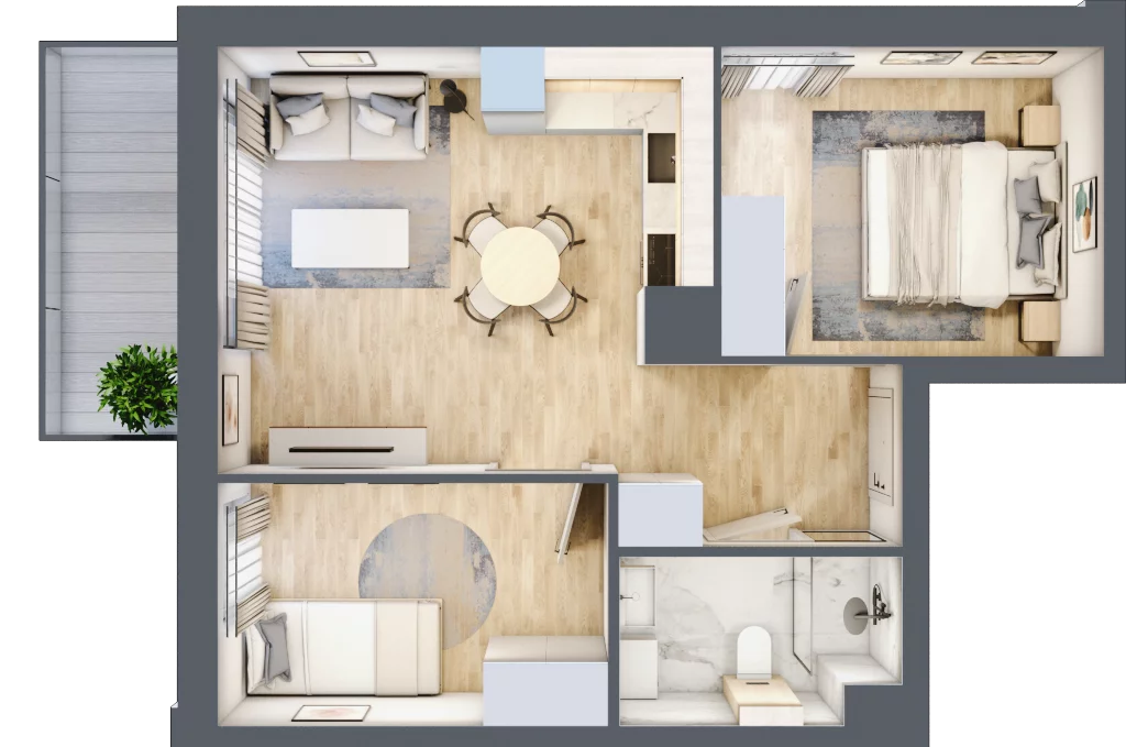 3 pokoje, mieszkanie 46,23 m², piętro 1, oferta nr C.2.7, Silva Straszyn, Straszyn, ul. Boczna/Starogardzka