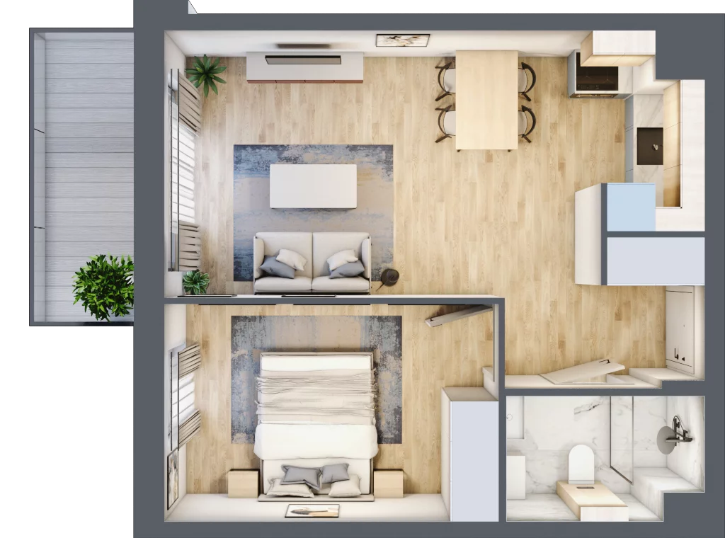 2 pokoje, mieszkanie 40,74 m², piętro 3, oferta nr C.4.6, Silva Straszyn, Straszyn, ul. Boczna/Starogardzka