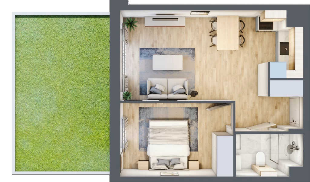 2 pokoje, mieszkanie 40,74 m², parter, oferta nr C.1.6, Silva Straszyn, Straszyn, ul. Boczna/Starogardzka