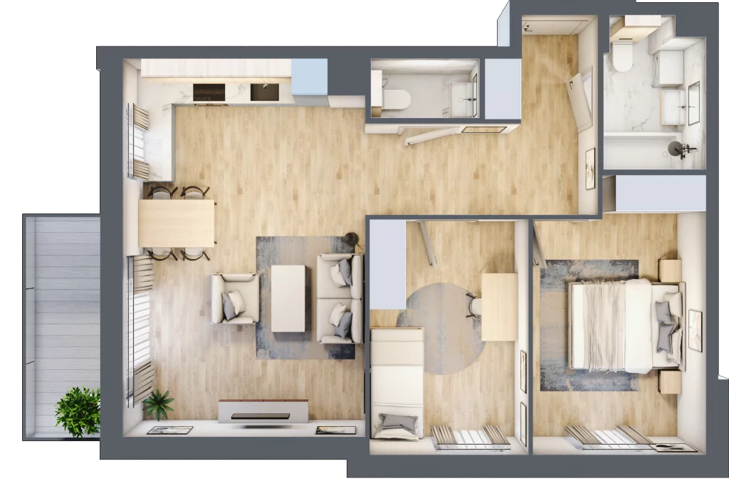 3 pokoje, mieszkanie 64,56 m², piętro 3, oferta nr C.4.2, Silva Straszyn, Straszyn, ul. Boczna/Starogardzka