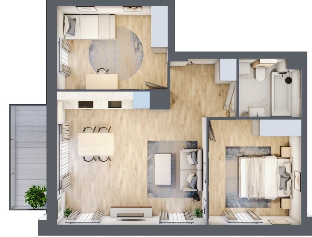 3 pokoje, mieszkanie 59,26 m², piętro 1, oferta nr D.2.8, Silva Straszyn, Straszyn, ul. Boczna/Starogardzka