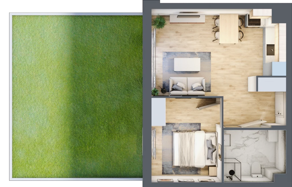 2 pokoje, mieszkanie 42,29 m², parter, oferta nr D.1.6, Silva Straszyn, Straszyn, ul. Boczna/Starogardzka