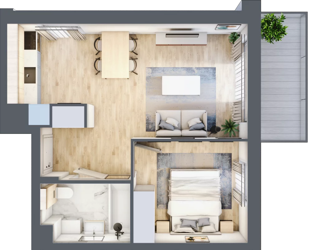 2 pokoje, mieszkanie 39,76 m², piętro 3, oferta nr D.4.3, Silva Straszyn, Straszyn, ul. Boczna/Starogardzka