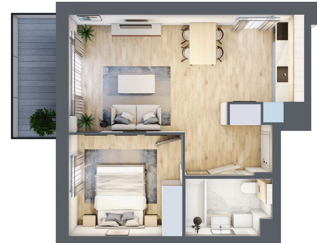 2 pokoje, mieszkanie 42,50 m², piętro 3, oferta nr D.4.2, Silva Straszyn, Straszyn, ul. Boczna/Starogardzka