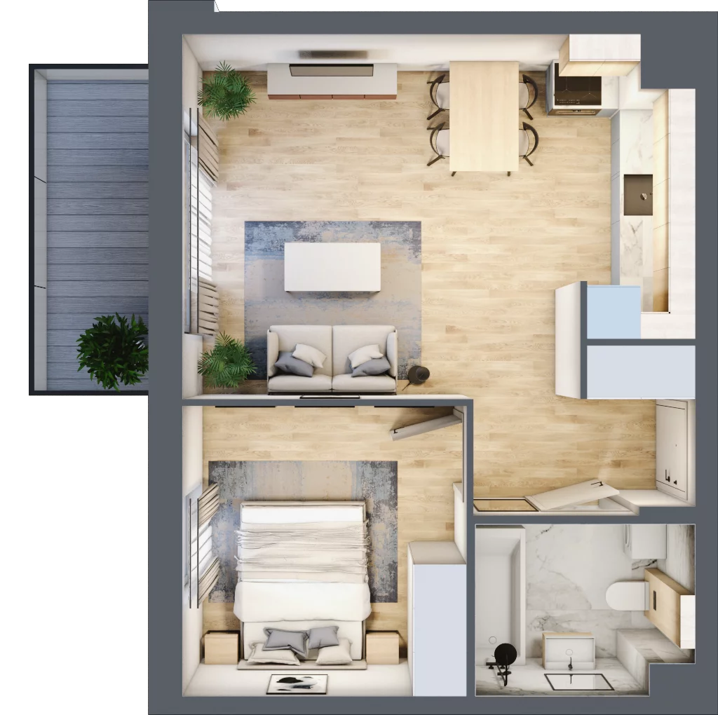 2 pokoje, mieszkanie 42,29 m², piętro 3, oferta nr D.4.11, Silva Straszyn, Straszyn, ul. Boczna/Starogardzka