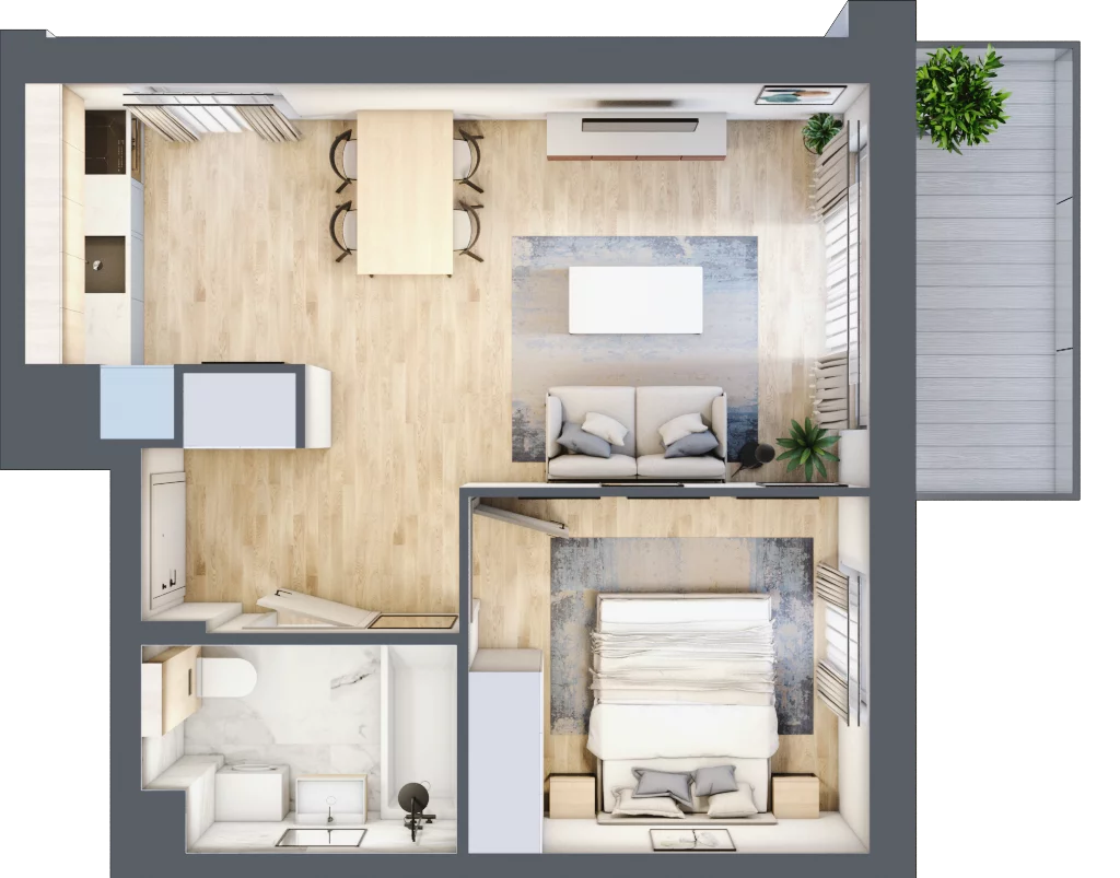 2 pokoje, mieszkanie 39,76 m², piętro 1, oferta nr D.2.3, Silva Straszyn, Straszyn, ul. Boczna/Starogardzka