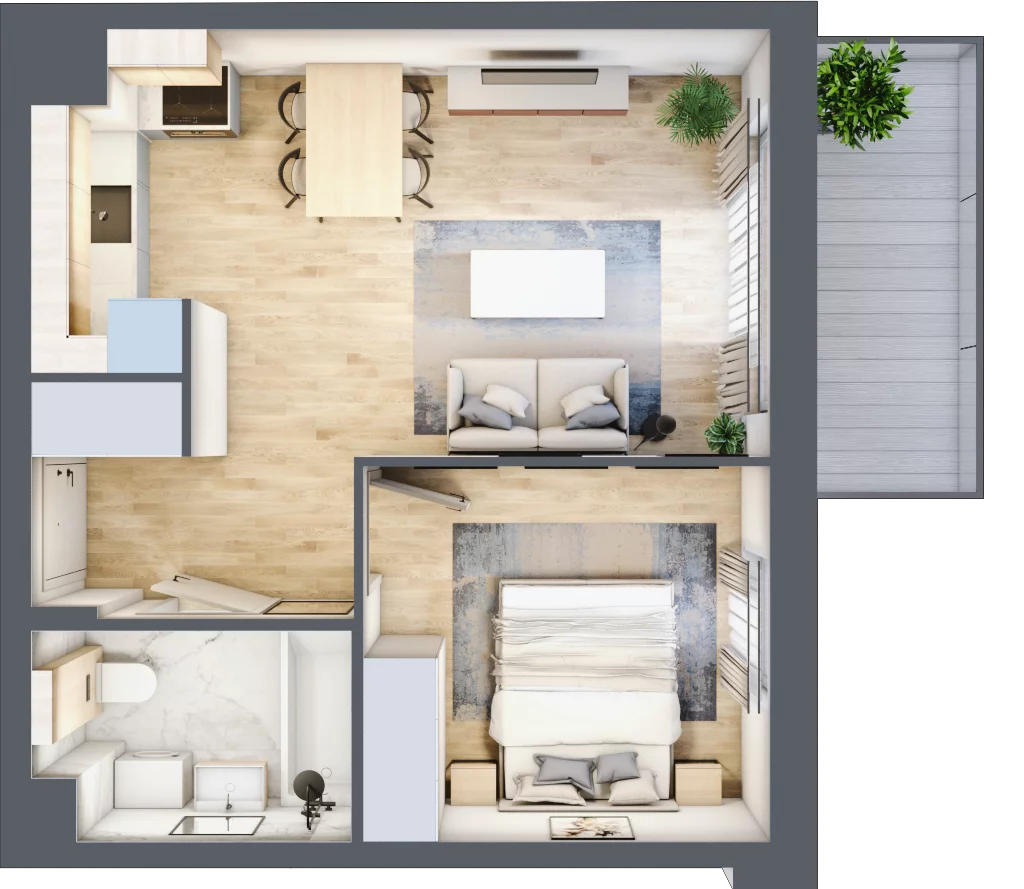 2 pokoje, mieszkanie 38,55 m², piętro 1, oferta nr D.2.4, Silva Straszyn, Straszyn, ul. Boczna/Starogardzka