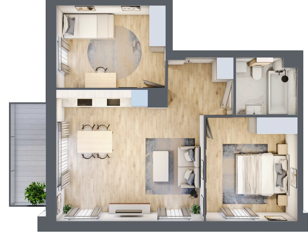 3 pokoje, mieszkanie 59,26 m², piętro 2, oferta nr D.3.8, Silva Straszyn, Straszyn, ul. Boczna/Starogardzka