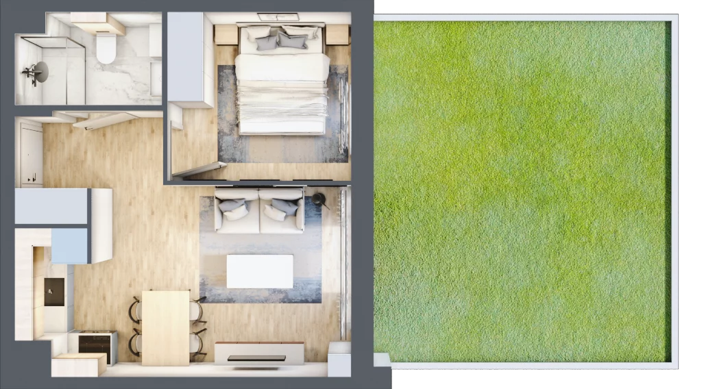 2 pokoje, mieszkanie 34,23 m², parter, oferta nr D.1.2, Silva Straszyn, Straszyn, ul. Boczna/Starogardzka