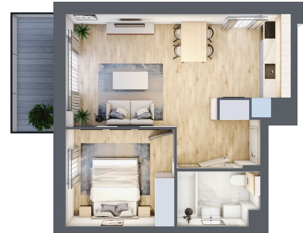 2 pokoje, mieszkanie 42,50 m², piętro 1, oferta nr D.2.2, Silva Straszyn, Straszyn, ul. Boczna/Starogardzka