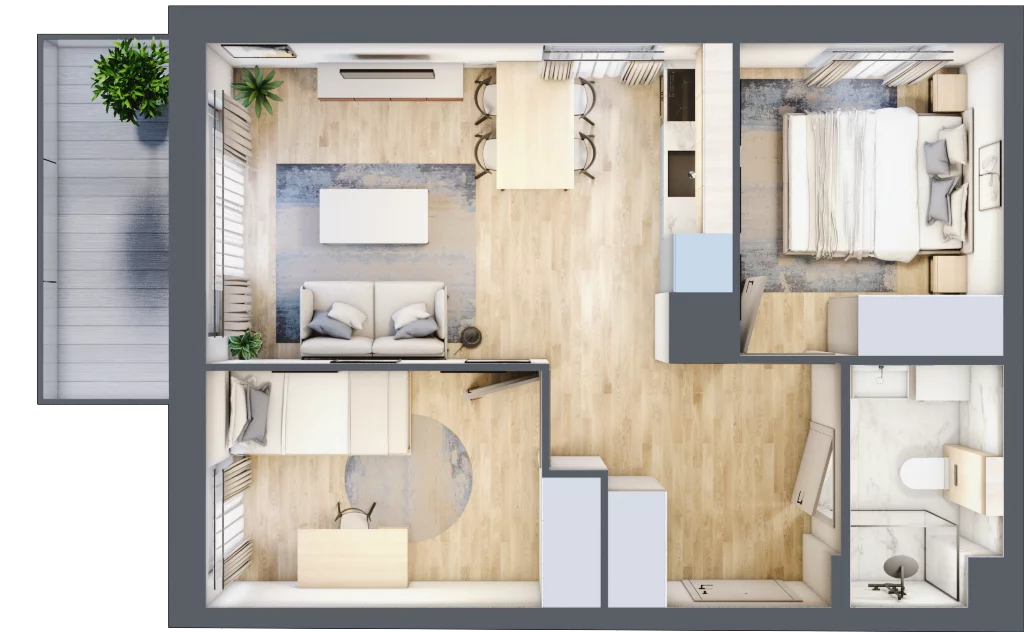 3 pokoje, mieszkanie 46,26 m², piętro 1, oferta nr D.2.9, Silva Straszyn, Straszyn, ul. Boczna/Starogardzka