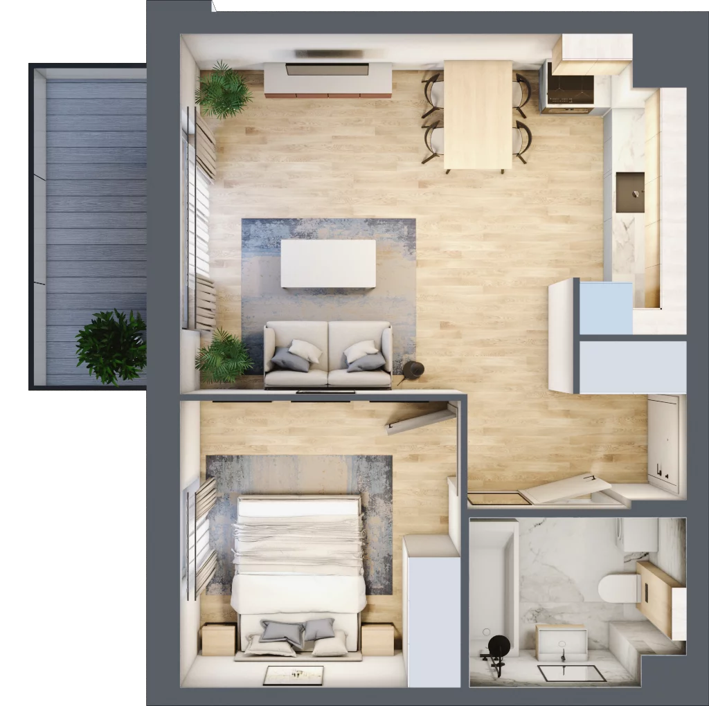 2 pokoje, mieszkanie 42,29 m², piętro 1, oferta nr D.2.11, Silva Straszyn, Straszyn, ul. Boczna/Starogardzka