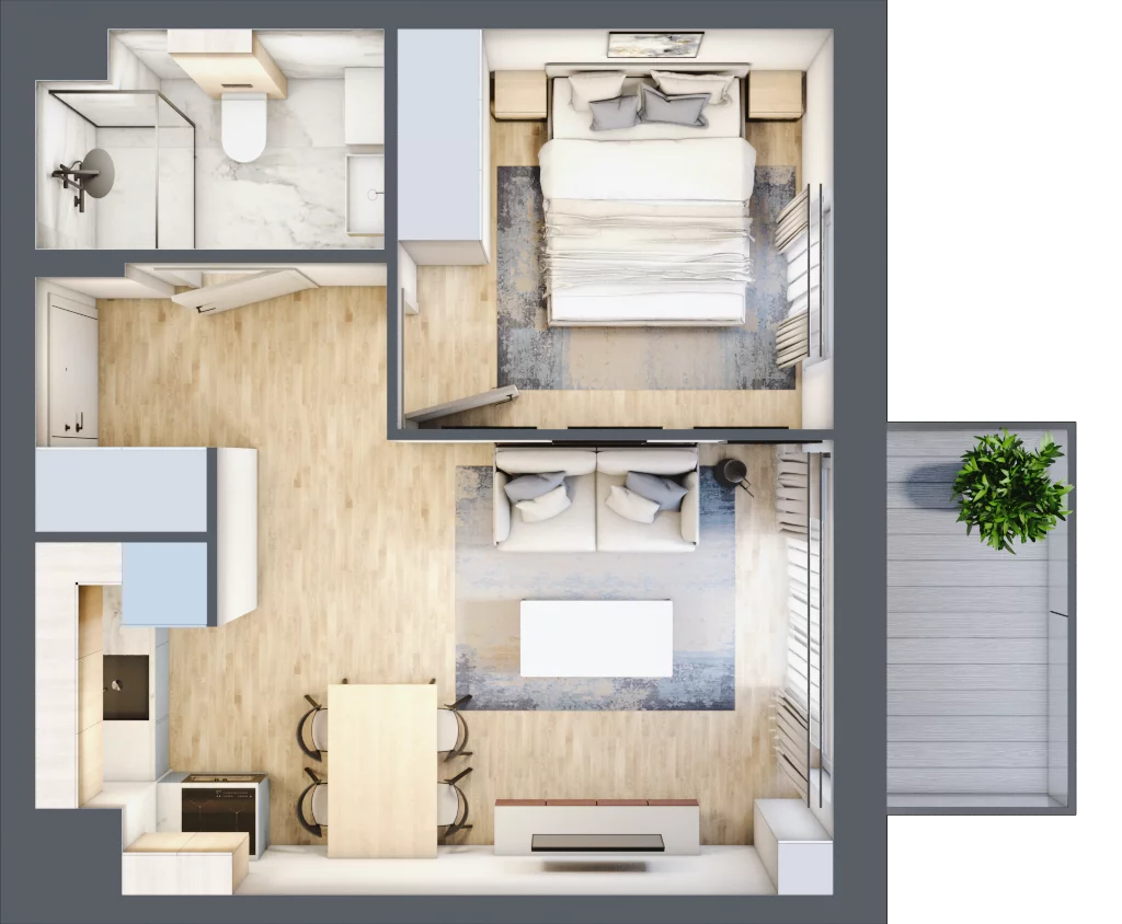 2 pokoje, mieszkanie 34,23 m², piętro 1, oferta nr D.2.7, Silva Straszyn, Straszyn, ul. Boczna/Starogardzka