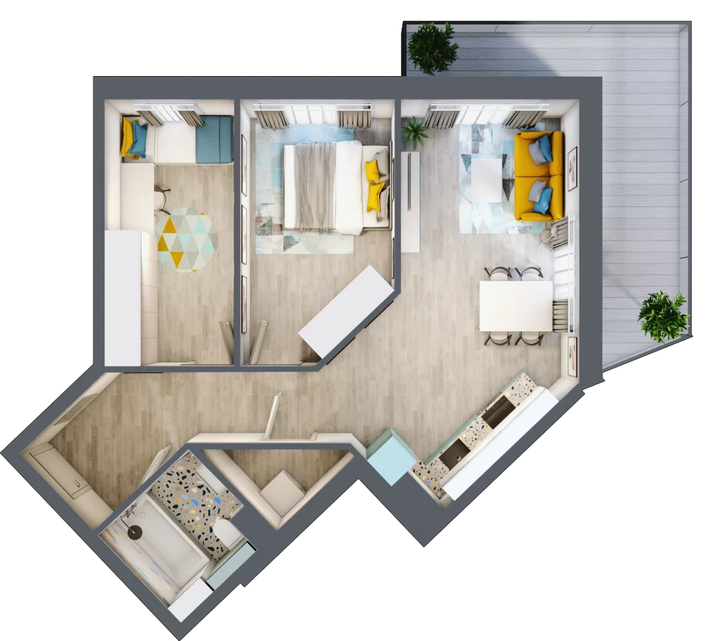 3 pokoje, mieszkanie 57,42 m², piętro 2, oferta nr F.A.22, Pruszcz Park - bud. F , Pruszcz Gdański, ul. Arctowskiego 