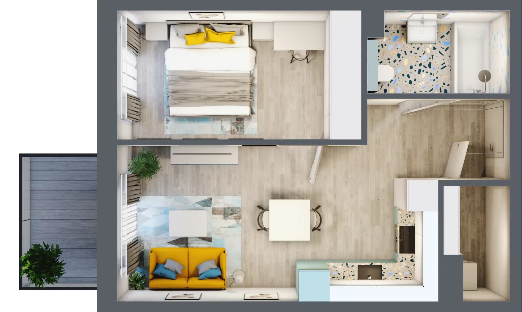 2 pokoje, mieszkanie 42,81 m², piętro 3, oferta nr F.A.47, Pruszcz Park - bud. F , Pruszcz Gdański, ul. Arctowskiego 