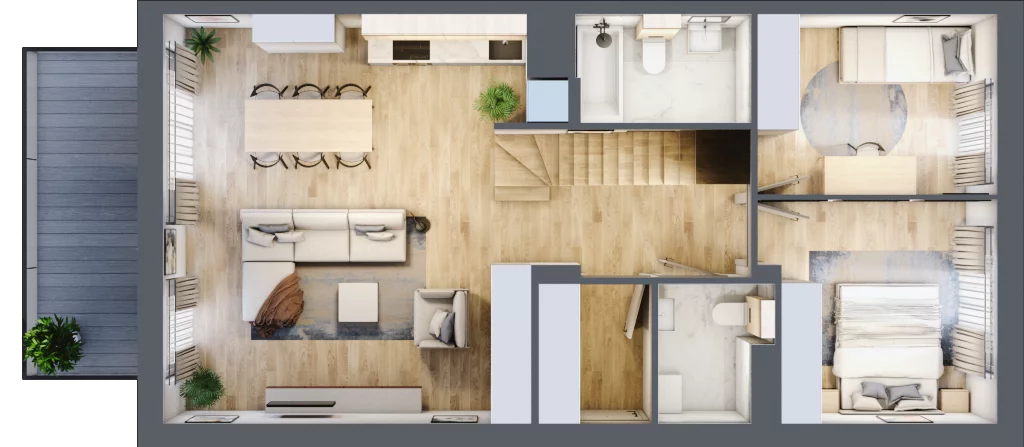 4 pokoje, mieszkanie 89,44 m², piętro 1, oferta nr 17.2, Cascada House, Rząska, ul. Piaski / Łąkowa
