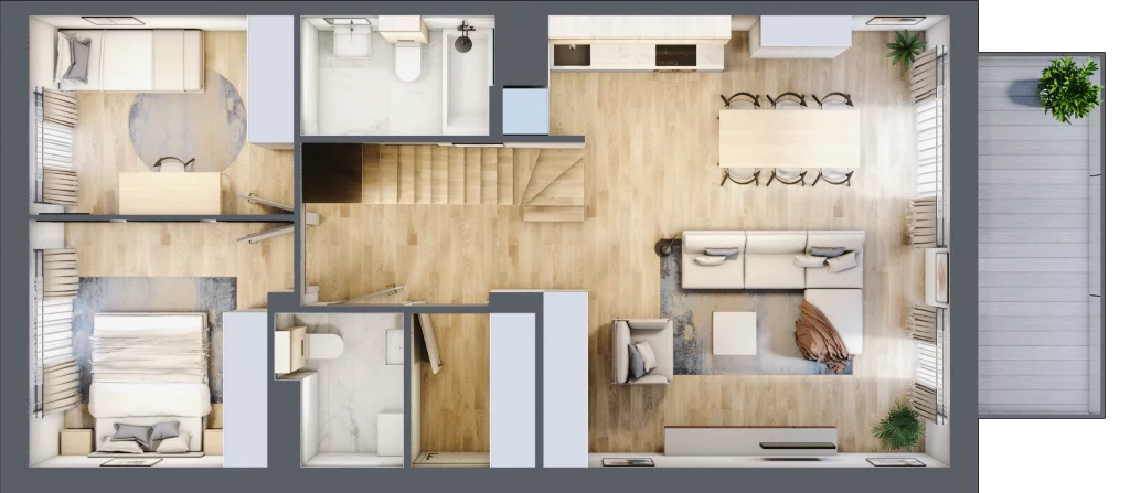 4 pokoje, mieszkanie 89,44 m², piętro 1, oferta nr 6.2, Cascada House, Rząska, ul. Piaski / Łąkowa