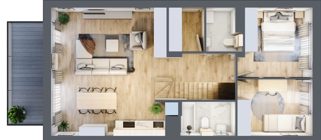 4 pokoje, mieszkanie 89,44 m², piętro 1, oferta nr 12.2, Cascada House, Rząska, ul. Piaski / Łąkowa