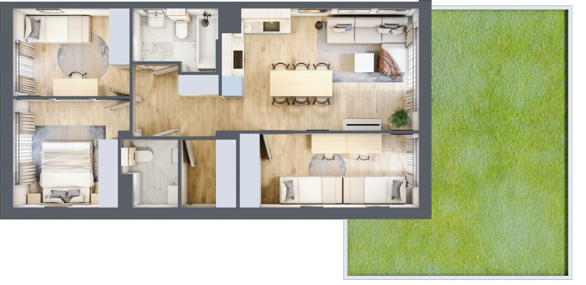 4 pokoje, mieszkanie 69,49 m², parter, oferta nr 8.1, Cascada House, Rząska, ul. Piaski / Łąkowa