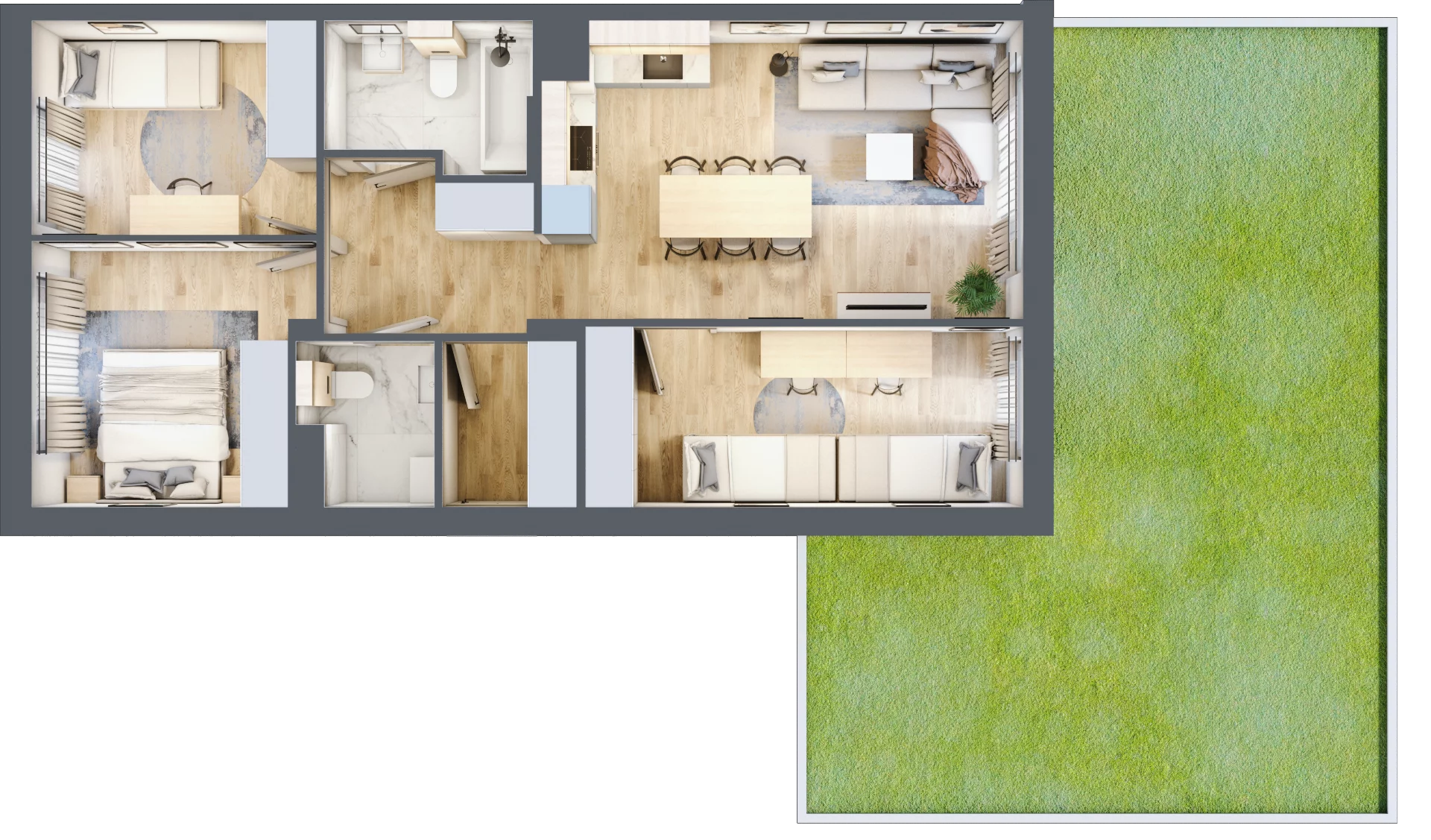 4 pokoje, mieszkanie 69,49 m², parter, oferta nr 4.1, Cascada House, Rząska, ul. Piaski / Łąkowa