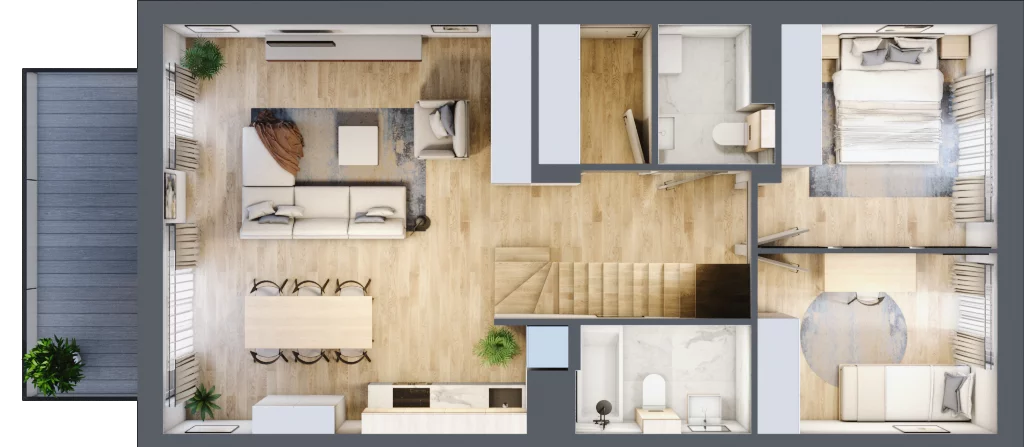 4 pokoje, mieszkanie 89,44 m², piętro 1, oferta nr 14.2, Cascada House, Rząska, ul. Piaski / Łąkowa