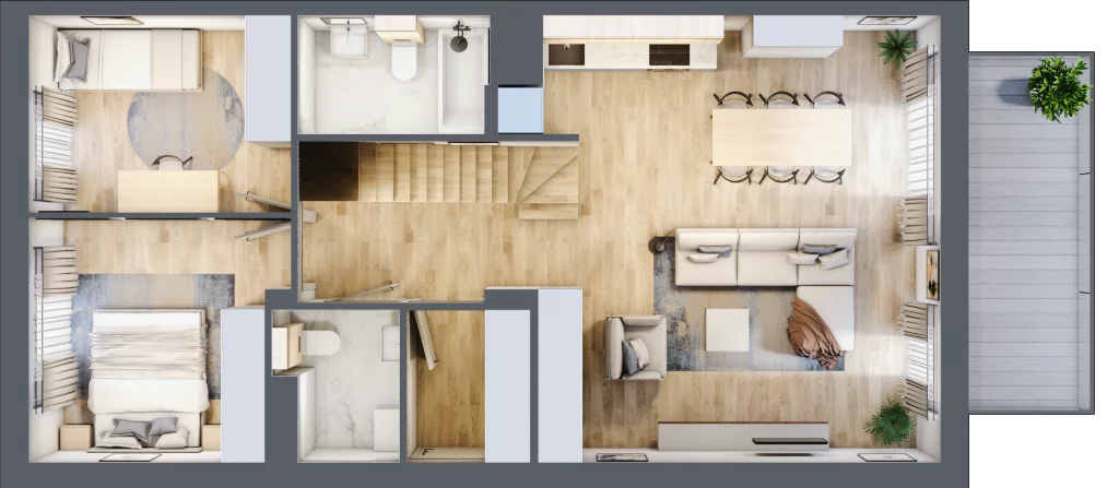 4 pokoje, mieszkanie 89,44 m², piętro 1, oferta nr 4.2, Cascada House, Rząska, ul. Piaski / Łąkowa