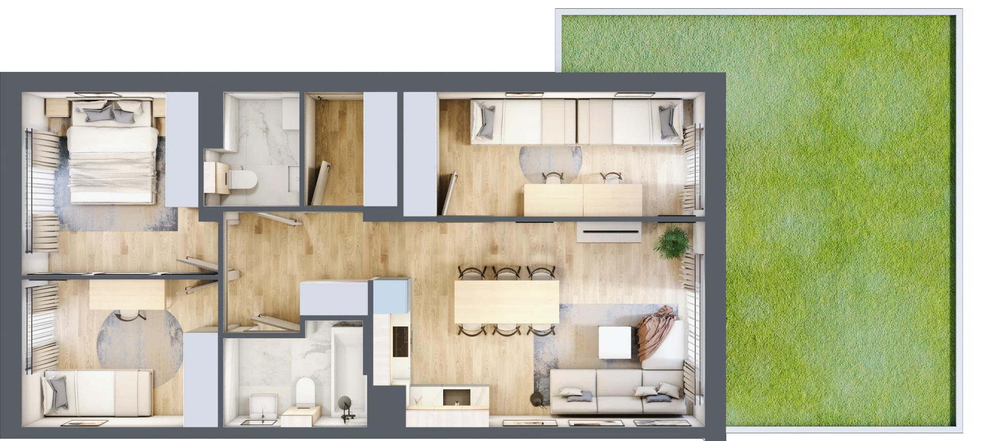 4 pokoje, mieszkanie 69,49 m², parter, oferta nr 7.1, Cascada House, Rząska, ul. Piaski / Łąkowa