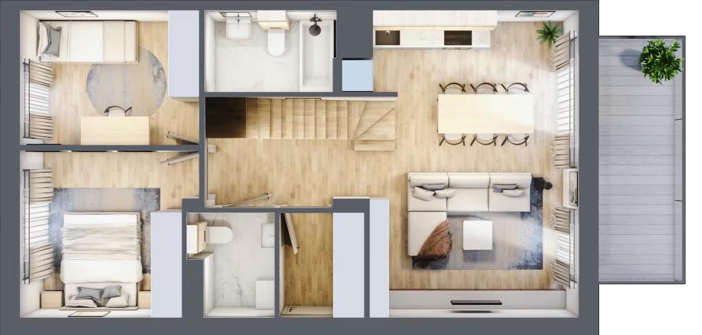 4 pokoje, mieszkanie 81,61 m², piętro 1, oferta nr 20.2, Cascada House, Rząska, ul. Piaski / Łąkowa