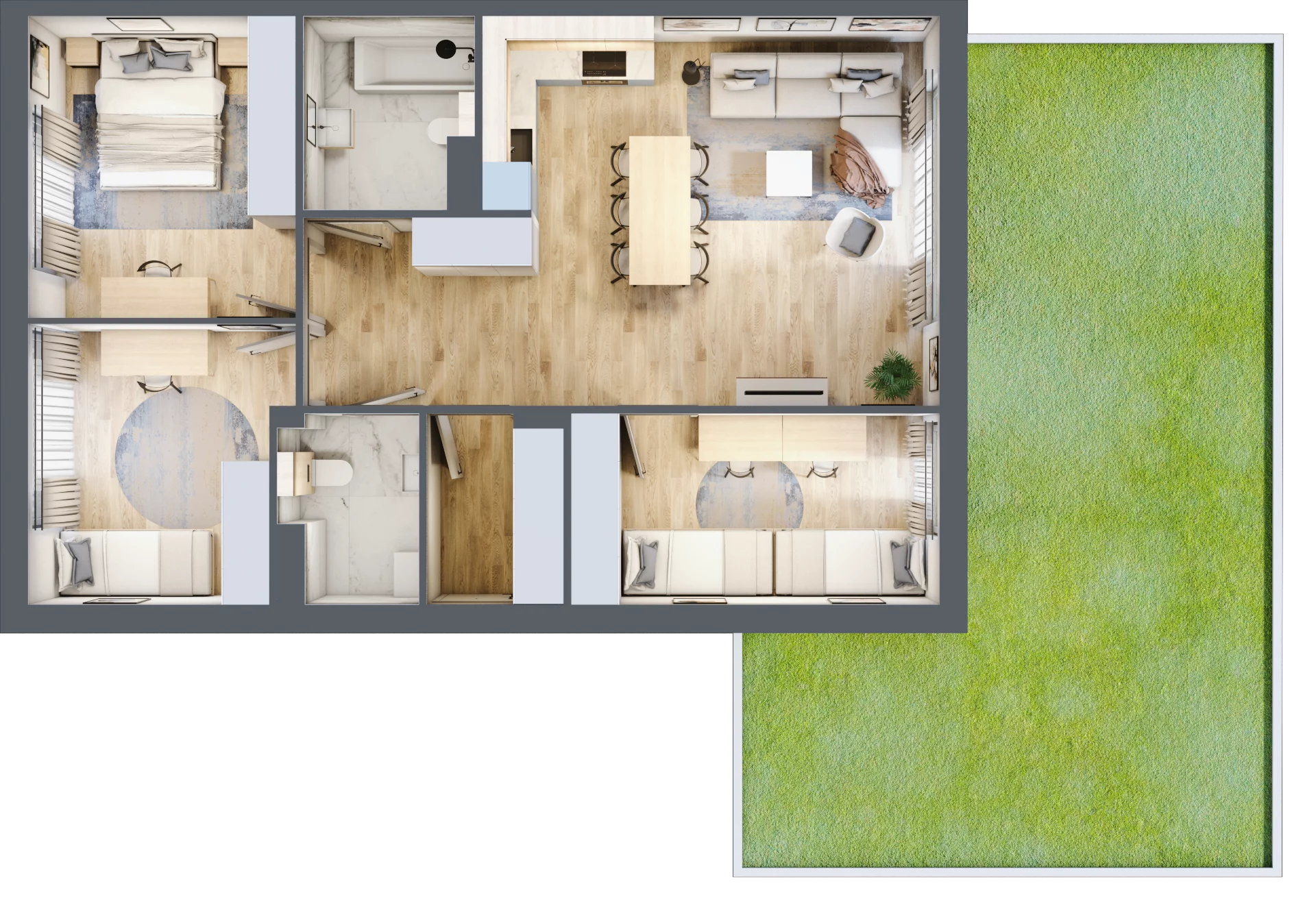 4 pokoje, mieszkanie 81,10 m², parter, oferta nr 30.1, Cascada House, Rząska, ul. Piaski / Łąkowa