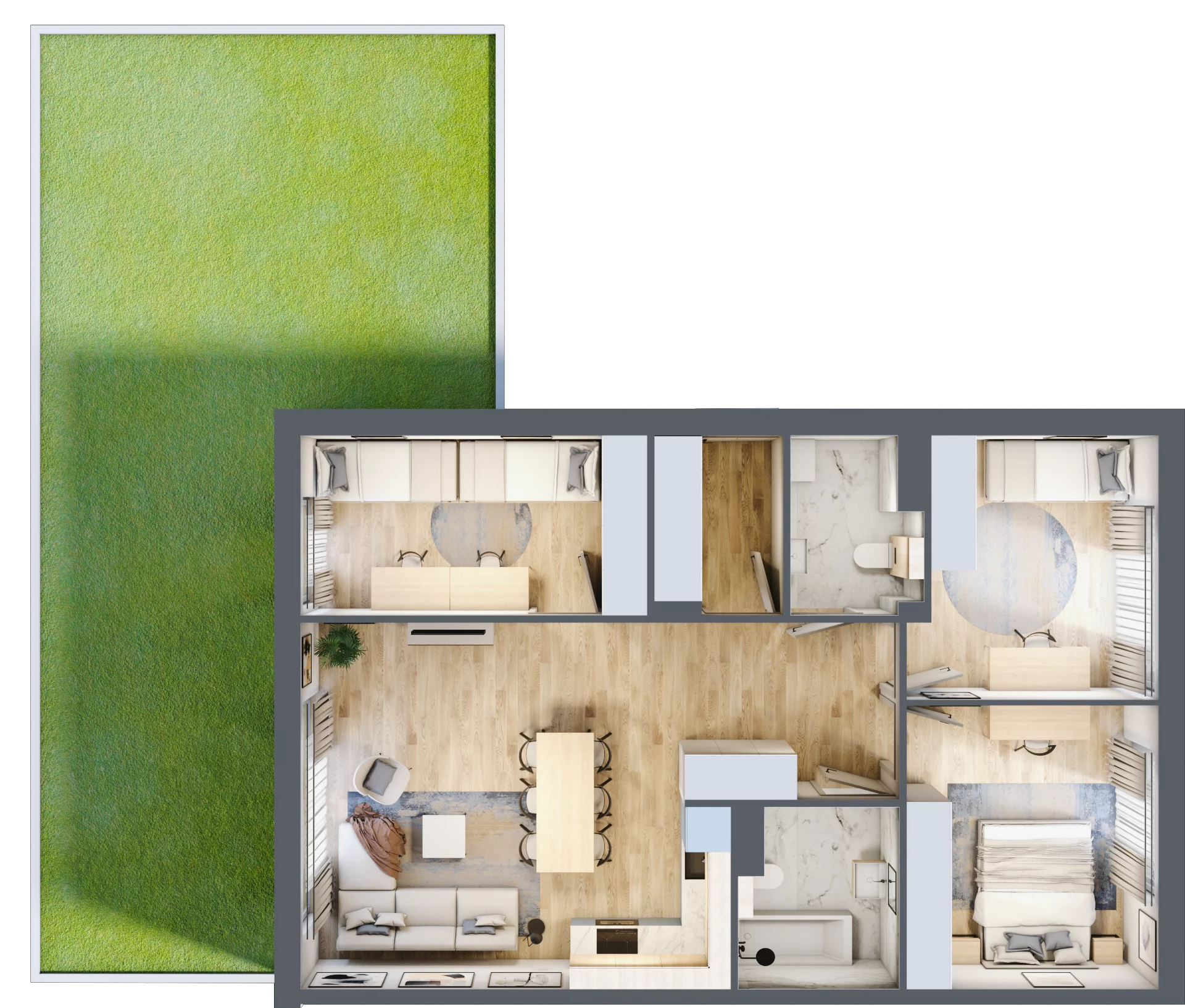 4 pokoje, mieszkanie 81,10 m², parter, oferta nr 24.1, Cascada House, Rząska, ul. Piaski / Łąkowa