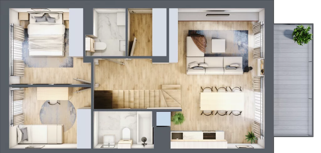 4 pokoje, mieszkanie 81,61 m², piętro 1, oferta nr 19.2, Cascada House, Rząska, ul. Piaski / Łąkowa
