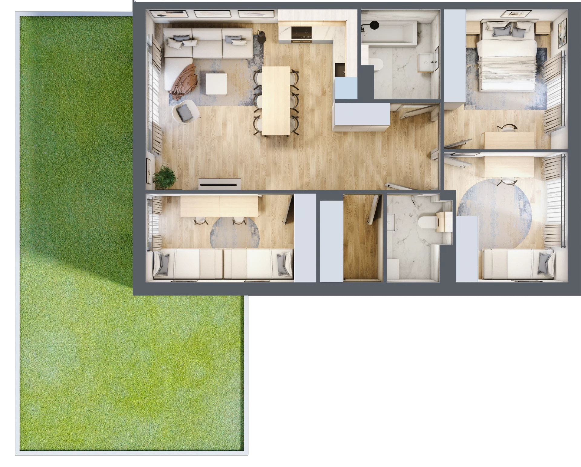 4 pokoje, mieszkanie 81,10 m², parter, oferta nr 25.1, Cascada House, Rząska, ul. Piaski / Łąkowa