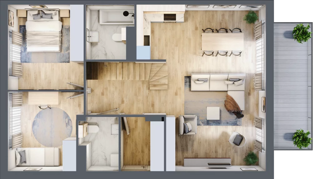 4 pokoje, mieszkanie 100,57 m², piętro 1, oferta nr 30.2, Cascada House, Rząska, ul. Piaski / Łąkowa