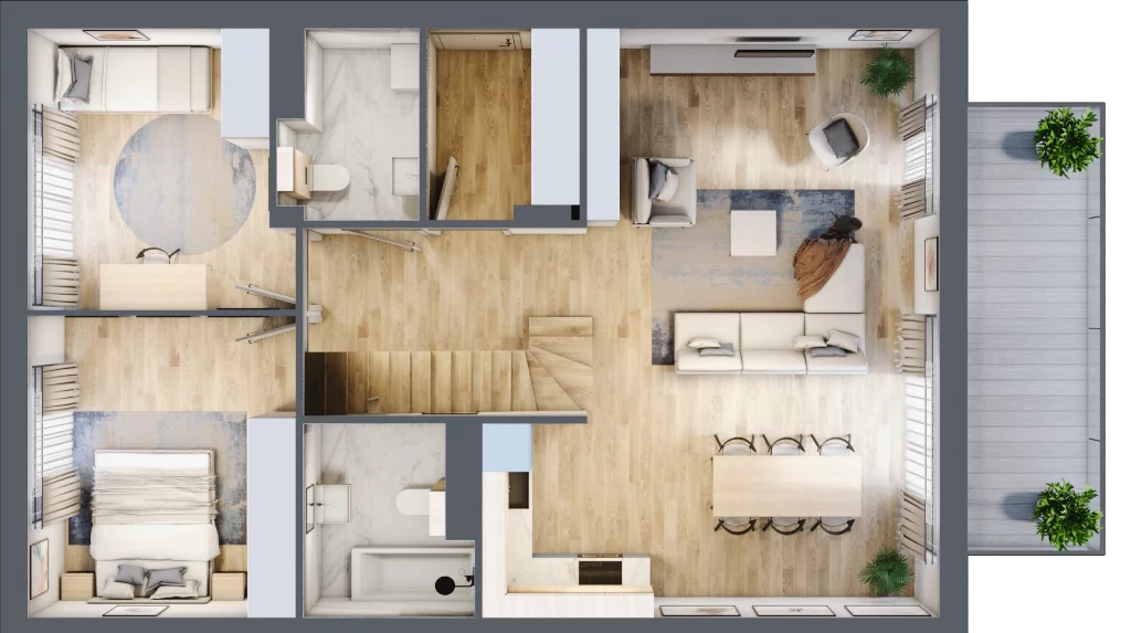 4 pokoje, mieszkanie 100,57 m², piętro 1, oferta nr 29.2, Cascada House, Rząska, ul. Piaski / Łąkowa