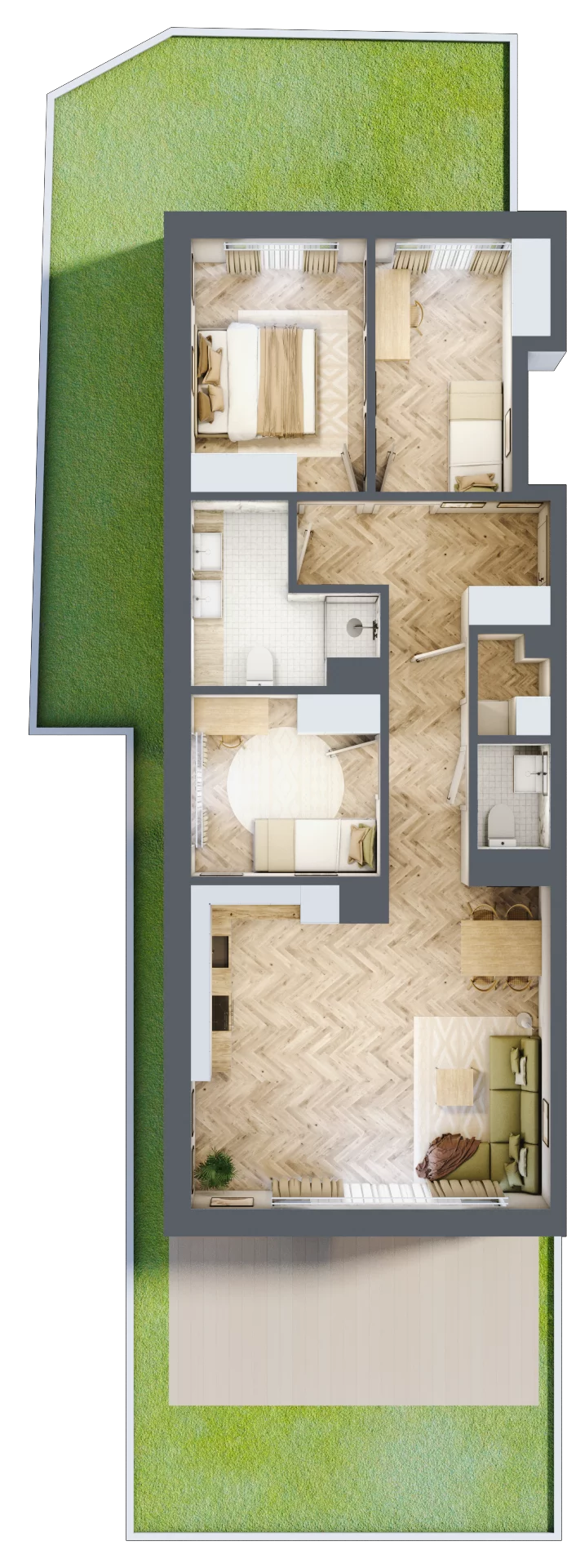 4 pokoje, mieszkanie 76,95 m², parter, oferta nr A1.A.0.01, Prado, Katowice, Piotrowice-Ochojec, Piotrowice, ul. Wojska Polskiego