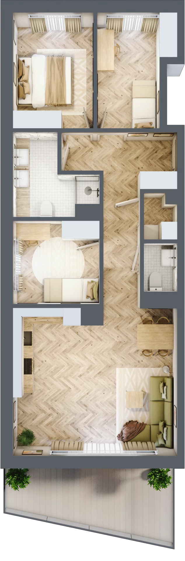 4 pokoje, mieszkanie 76,95 m², piętro 2, oferta nr A2.A.2.01, Prado, Katowice, Piotrowice-Ochojec, Piotrowice, ul. Wojska Polskiego