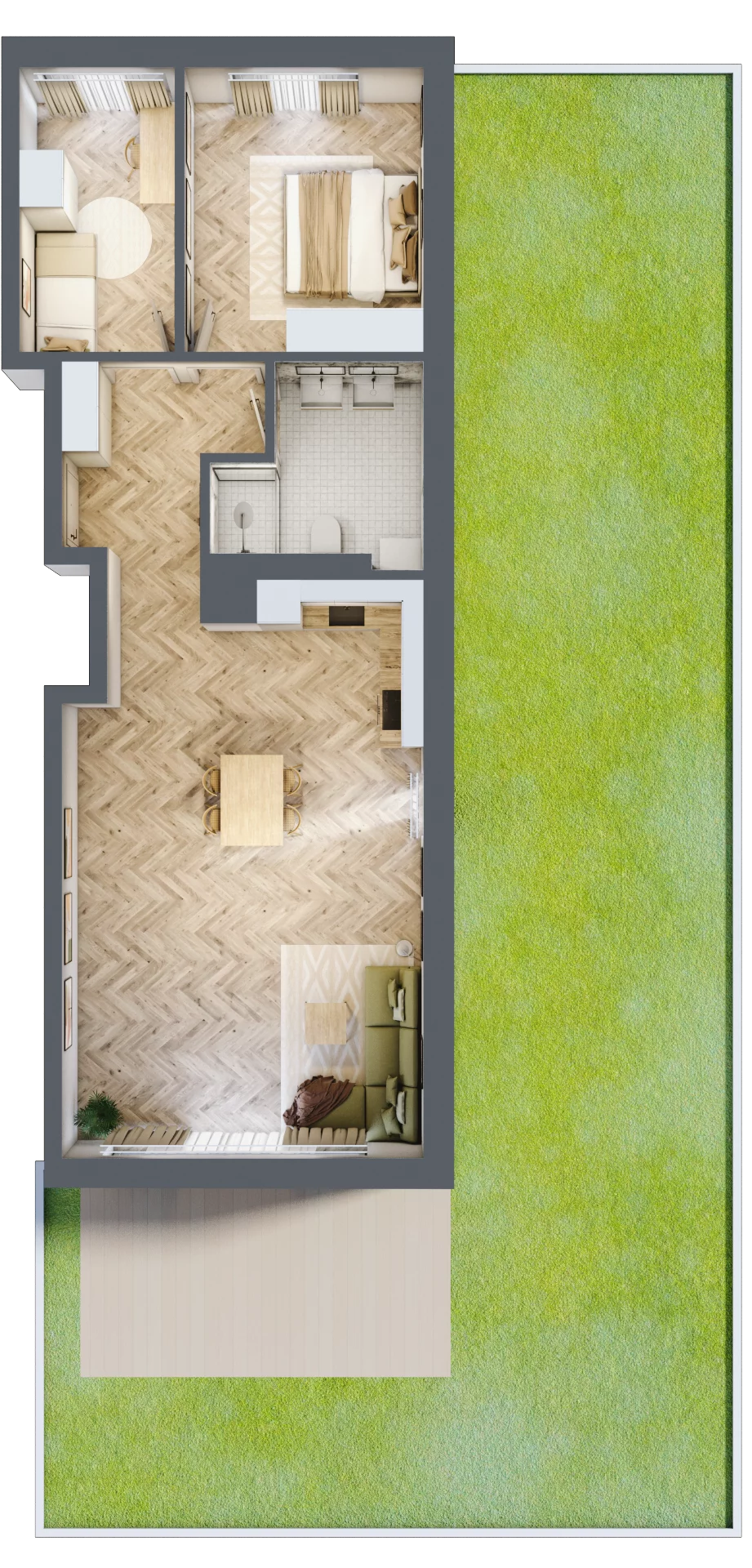 3 pokoje, mieszkanie 73,04 m², parter, oferta nr A2.A.0.03, Prado, Katowice, Piotrowice-Ochojec, Piotrowice, ul. Wojska Polskiego