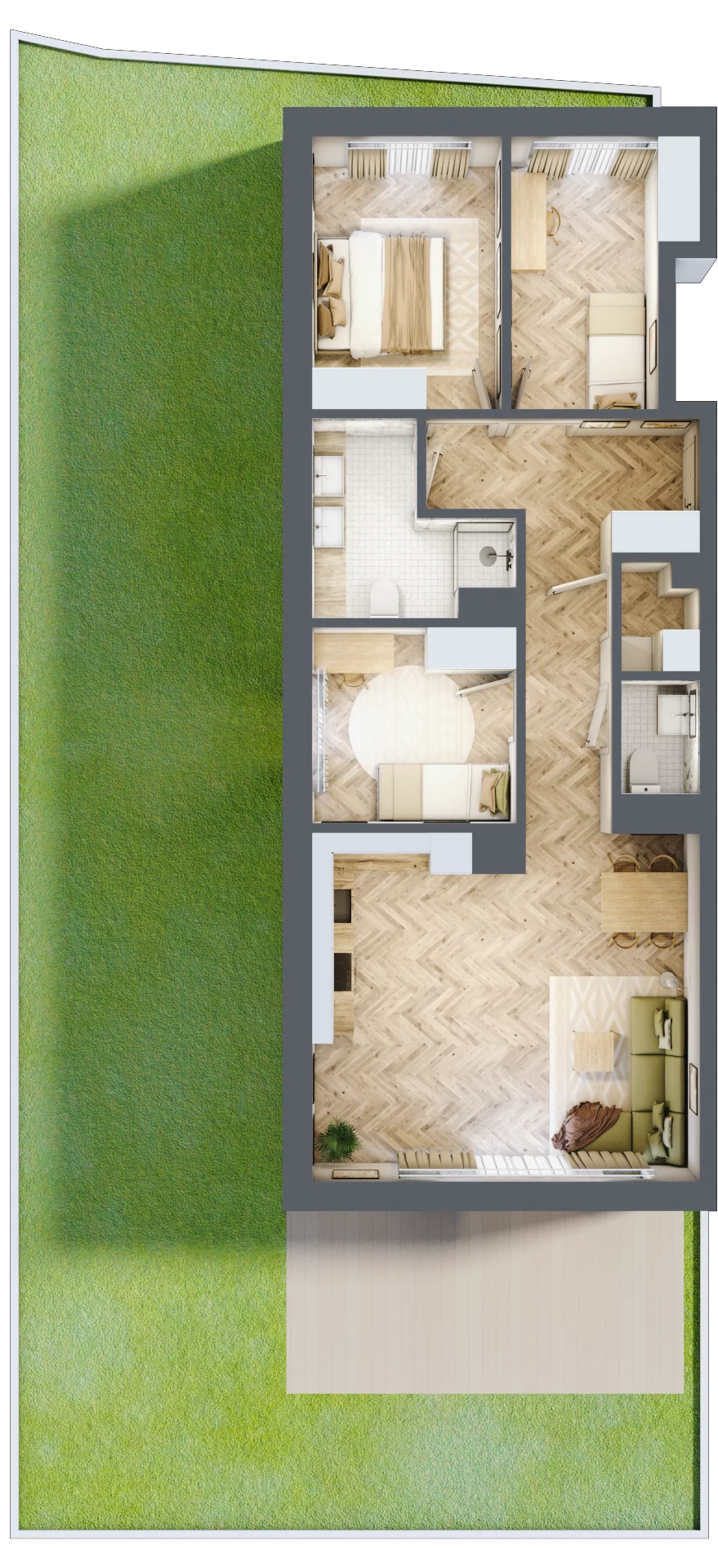 4 pokoje, mieszkanie 76,95 m², parter, oferta nr A2.A.0.01, Prado, Katowice, Piotrowice-Ochojec, Piotrowice, ul. Wojska Polskiego